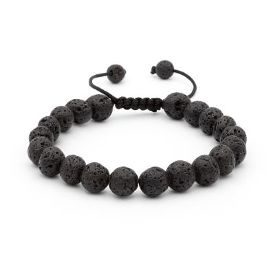 Bracelet Pierre de Lave Noir Classique pour Homme - Argent 925