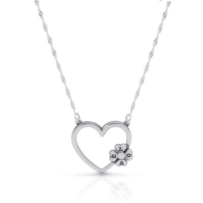 Clover Heartbeat Engraved Necklace [Sterling Silver]
