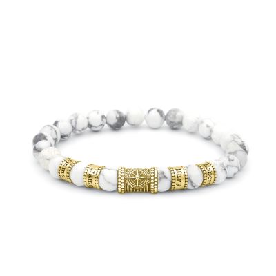 Compass Women Name Bracelet With Howlite Stones [18K Gold Plated]