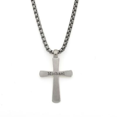 Kreuz Herrenkette mit Gravur- Sterlingsilber