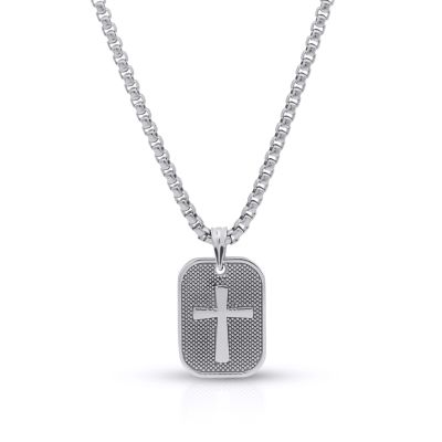 Collana con Etichetta a Croce [Argento 925]