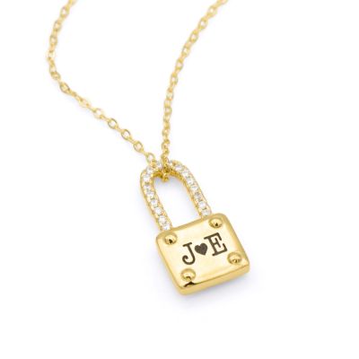 Cherished Initials Padlock Necklace [18K Gold Plated]