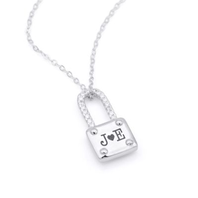 Cherished Initials Padlock Necklace [Sterling Silver]