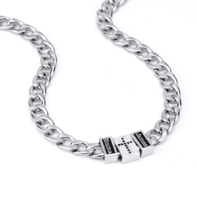 Diamond Cross Cuban Link Chain With Names