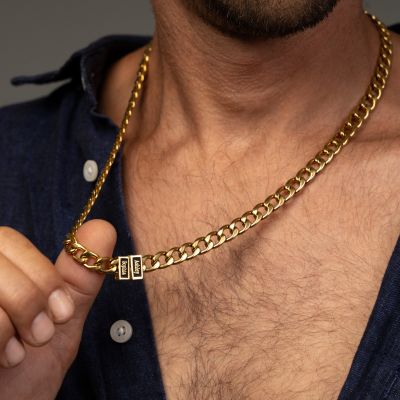 Chaîne Cubaine avec Noms – 8 mm [Plaqué Or 18ct]