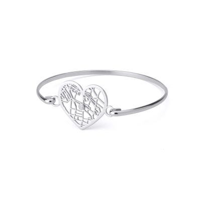 Ties of the Heart Map Bangle Bracelet [Sterling Silver]