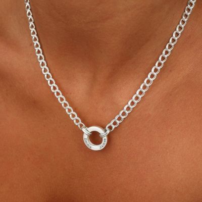 Helena Circle Curb Chain Necklace [Sterling Silver]