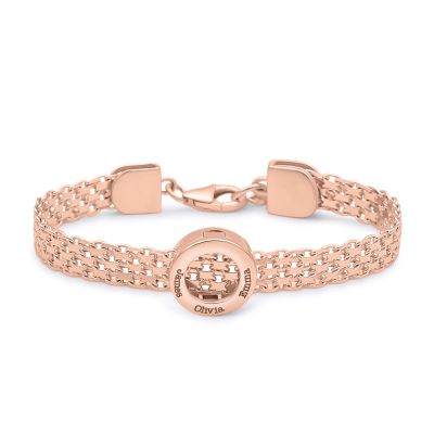 Milanaise Armband mit Gravur - Kreis Charm [750er rosévergoldet]