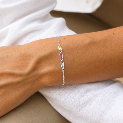Dazzling Love Birthstone Bracelet [Sterling Silver]