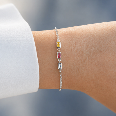 Deslumbrante pulsera Piedra de Nacimiento Amor [Plata de Ley]