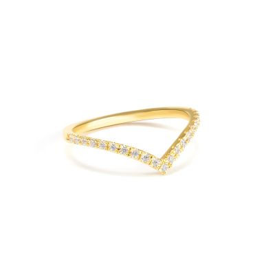 Diamond Chevron Ring [18K Gold Vermeil]