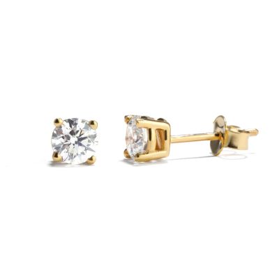 Round Diamond Stud Earrings - 0.96 ct [14 Karat Gold]