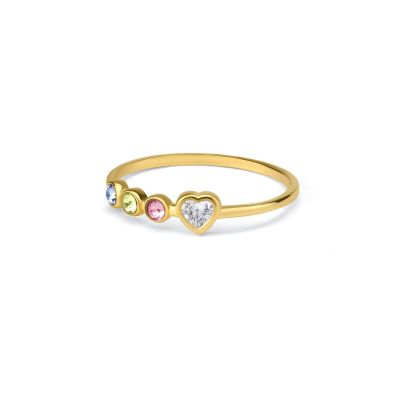 Ties of Heart Diamond Ring with Birthstones [18K Gold Plated]