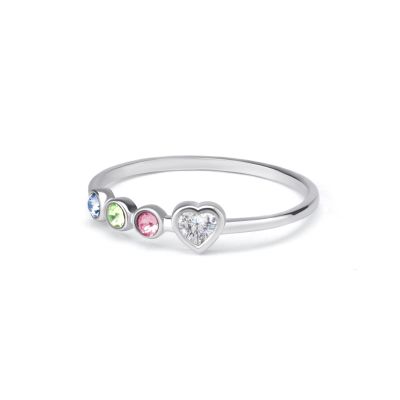 Ties of Heart Diamond Ring with Birthstones [Sterling Silver]