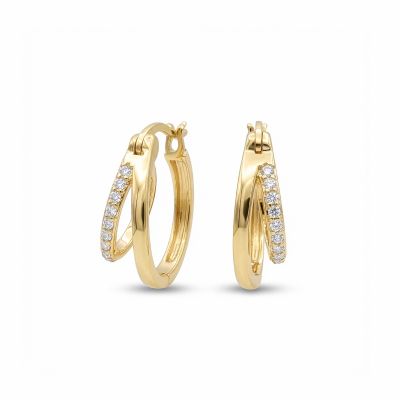 Double Hoop Pave Earrings [18K Gold Vermeil]
