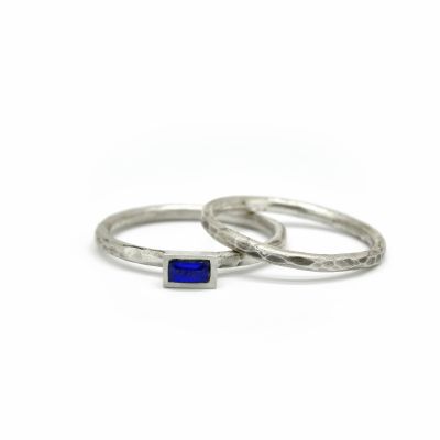 Carina Ring. Baguette Horizontal Hammered [Sterling Silver]