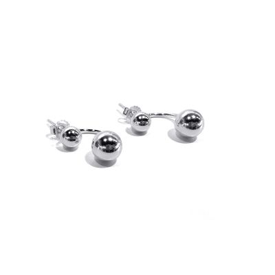 Dual Sphere Earrings [Sterling Silver]