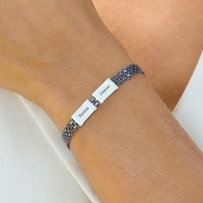 Bracelet Maille Emma avec Prénoms [Argent 925 Foncé]