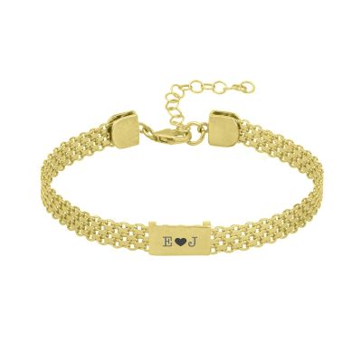 Milanaise Armband mit Buchstaben [750er Gold Vermeil]