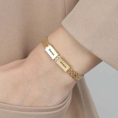 Bracelet Maille Emma avec Prénoms [Vermeil 18ct]