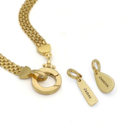 Emma Circle Milanese Chain Necklace [18K Gold Plated] - with Name Charms