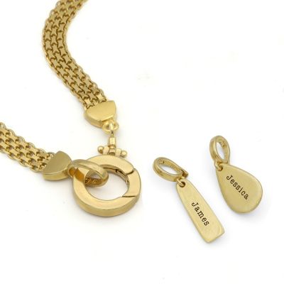 Emma Circle Milanese Chain Necklace [18K Gold Vermeil] - with Name Charms