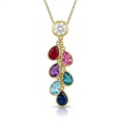 Enchanted Rain Birthstone Necklace with 2ct Diamond [18K Gold Plated]