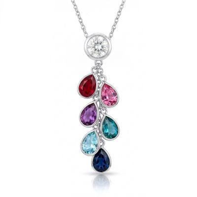 Enchanted Rain Birthstone Necklace with 2ct Diamond [Sterling Silver]