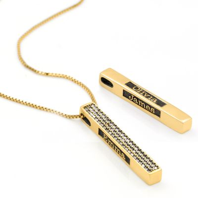 Talisa Balken Kette mit Kristallen [750er Gold Vermeil]