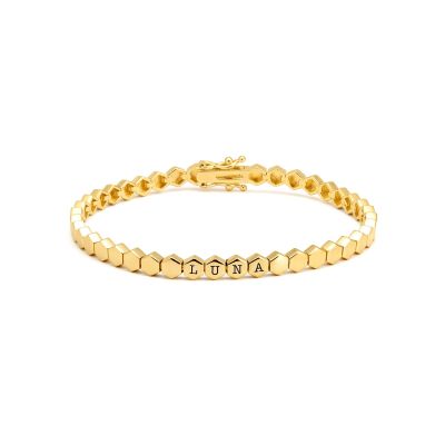 Mia Tennis Hexagon Initials Bracelet [18K Gold Plated]