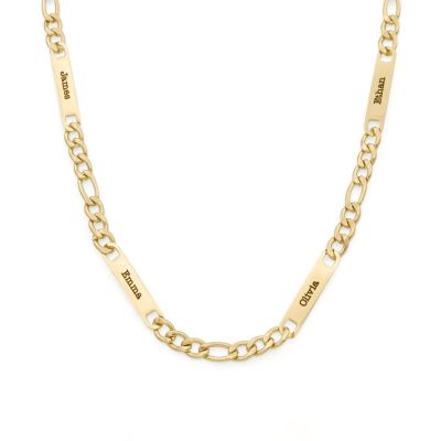 Figaro Chain Men Name Necklace - 18K Gold Plated