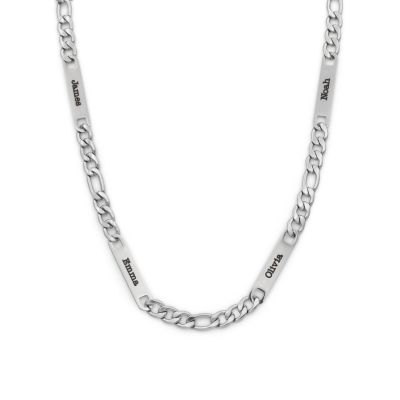 Figaro Chain Men Name Necklace - Stainless Steel