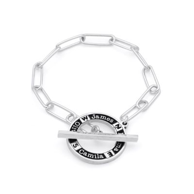 Family Journey Link Chain Name Bracelet - Dark Circle [Sterling Silver]