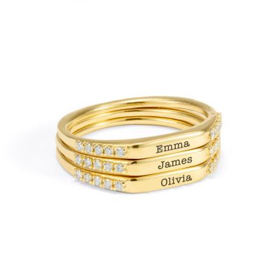 Starlight Name Diamond Ring Stack [14 Karat Gold]