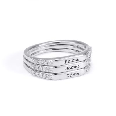 Starlight Name Diamond Ring Stack [Sterling Silver]