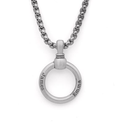 Eternity Circle Engraved Necklace for Men - Sterling Silver