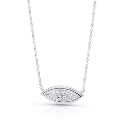 Evil Eye Engraved Map Necklace [Sterling Silver]