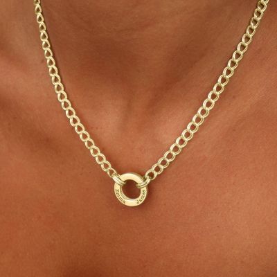 Helena Circle Curb Chain Necklace [18K Gold Plated]