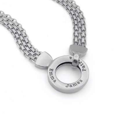 Helena Circle Milanese Chain Name Necklace [Sterling Silver]
