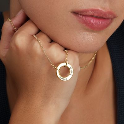 Helena Circle Name Necklace - Classic Chain [18K Gold Plated]