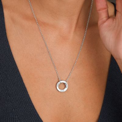 Helena Circle Name Necklace - Classic Chain [Sterling Silver]