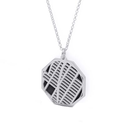 Family Paths Silhouette Map Necklace [14 Karat White Gold]
