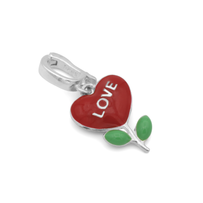 Flower Heart Charm [Sterling Silver]