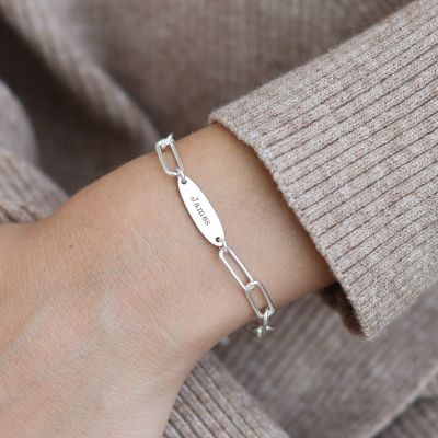Flower Petal Name Bracelet [Paperclip Style / Sterling Silver]