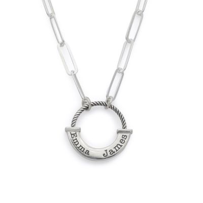 Amy Circle Link Chain Name Necklace [Sterling Silver]