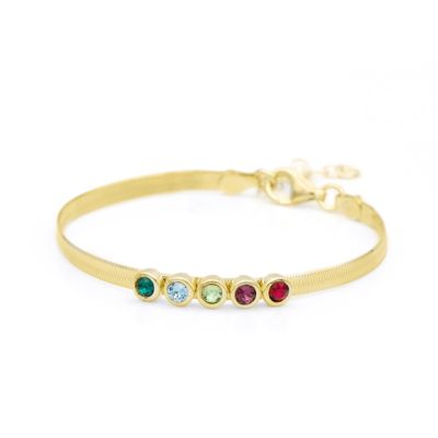 Herringbone Birthstone Bracelet [18K Gold Plated]