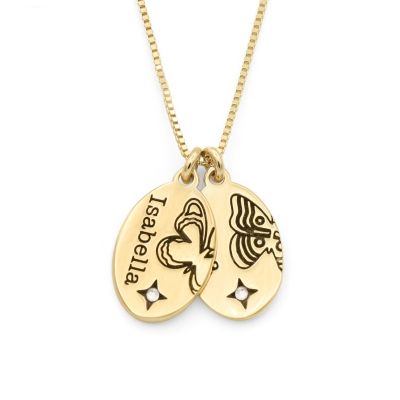 Ellie Birth Butterfly Diamond Necklace [18K Gold Plated]