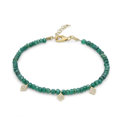 Serene Green Onyx Anklet With Crystals [18K Gold Vermeil]