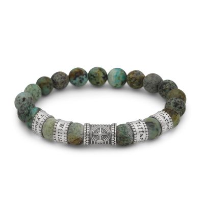 Kompass Damenarmband aus Türkis mit Gravur [Sterlingsilber]