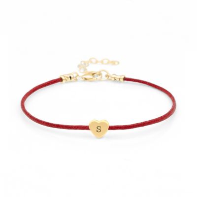 Ties of Heart Initial Bracelet - Red Cord [18K Gold Plated]